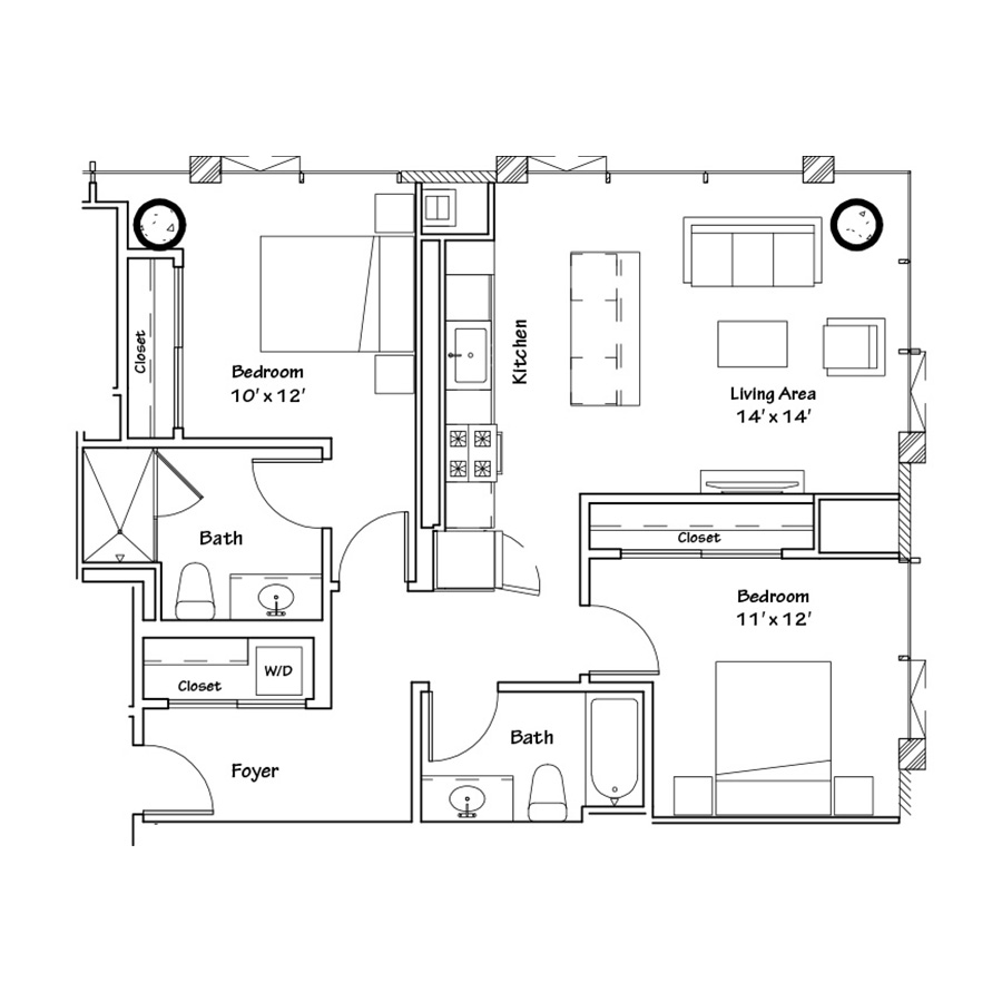 Studio, One, Two & Three Apartment Floor Plans For Rent